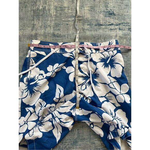 Old Navy Blue White Tropical Floral Print Swim Trunks Large - Picture 6 of 6